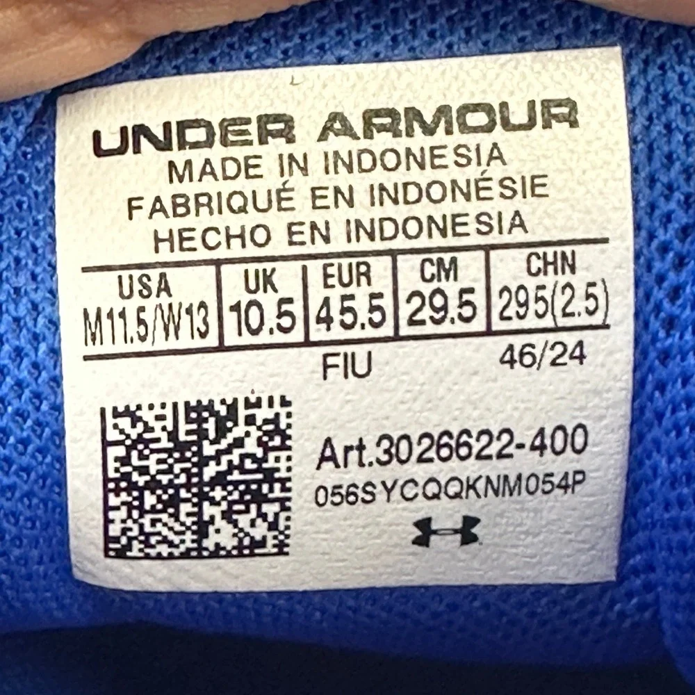 Under Armour Curry Basketball Shoes Mens 11.5 Blue‎ Yellow NEW 3026622-400